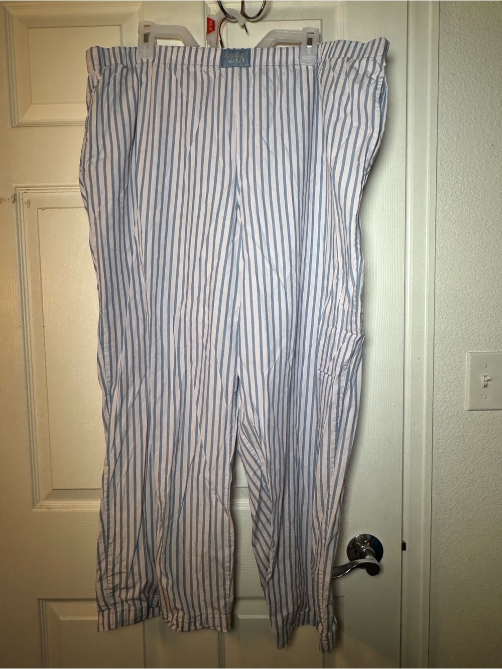 Victorias Secret Blue and White Vertical Stripe Pajama Pants